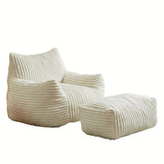 Chaise longue con pouf - supporto ergonomico a 5 zone - in flanella - bianco