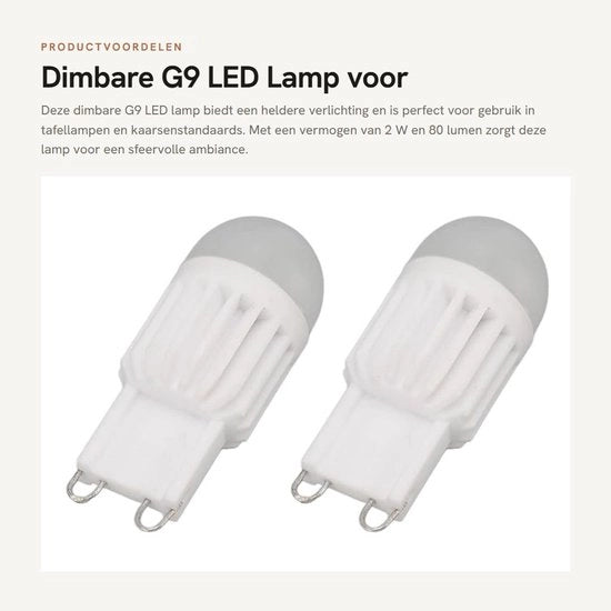Lampada LED Dimmerabile 80 lm - G9 - Sostituzione per 205/306/Z/X/A/BX - 2 Pezzi - Lega di alluminio - Lunga durata