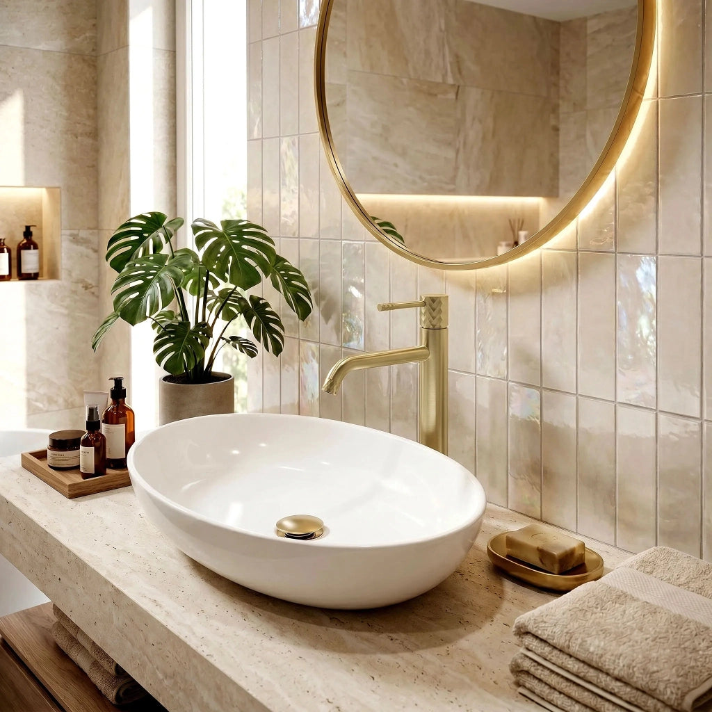 Rubinetto Da Lavabo Rea Lungo Diamond Brush Gold High