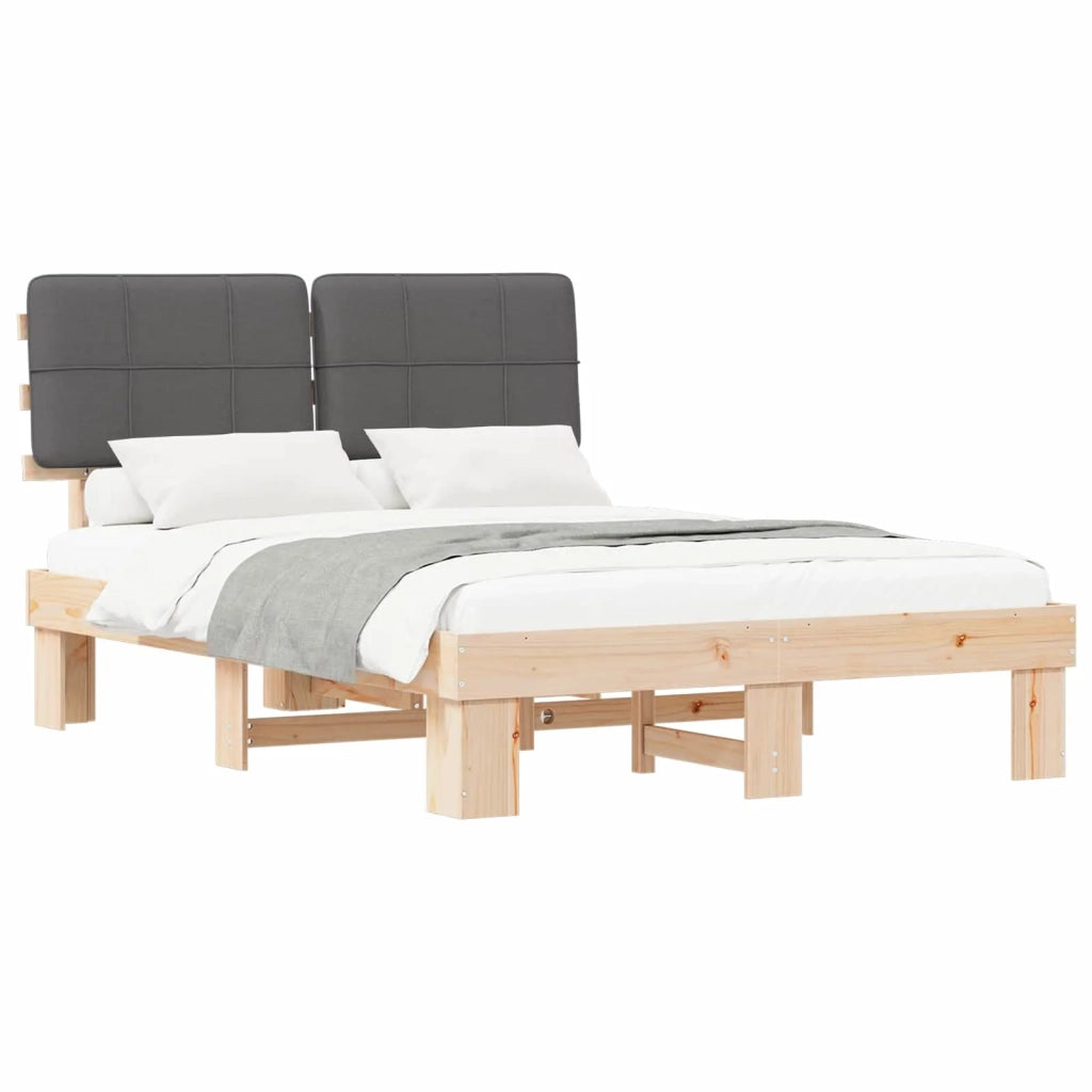 Letto con Testiera Rivestita Grigio scuro 140 x 190 cm 877425