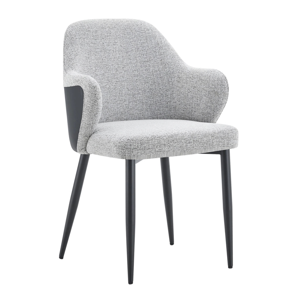 Set 2 sedie da pranzo in tessuto grigio e PU nero con gambe in metallo HOMVRA