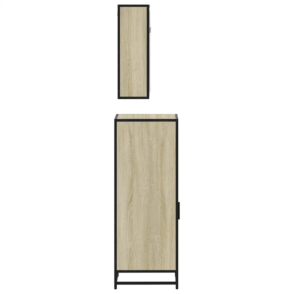 Set Mobili da Bagno | Armadio da bagno 3 pz Rovere Sonoma in Legno Multistrato