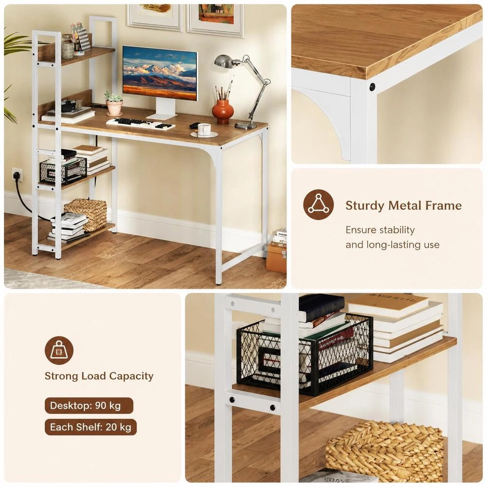 Scrivania per computer; 120 cm; scrivania da lavoro; bianco naturale.