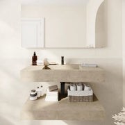 Lavabo sospeso con vasca a sinistra in hpl 120cm effetto cemento | Baikal