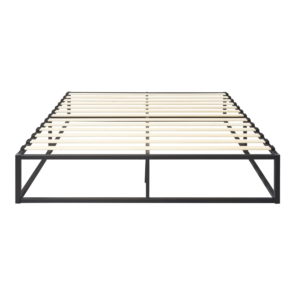 Letto Matrimoniale Kreta con Materasso 180 x 200 cm Acciaio Nero [en.casa]