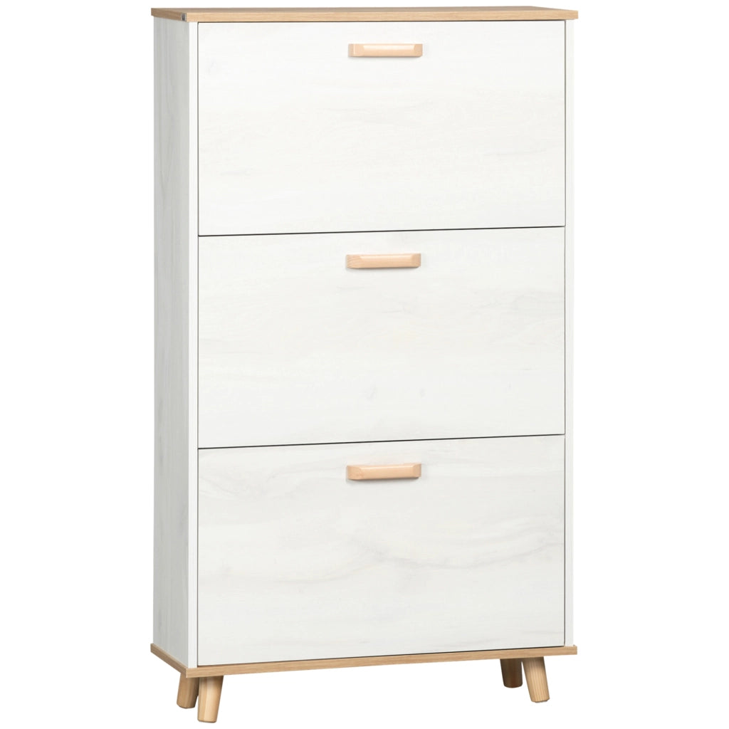 EasyComfort Mobile Scarpiera Salvaspazio in Truciolato con 3 Cassetti e 2 Ripiani Interni Regolabili, 70x23.5x122 cm, Bianco