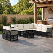 Set Divano da Giardino 10 pz Nero polyrattan 3434266