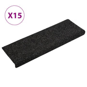 Tappetini per scale autoadesivi 15 pz | Gradini per Scale 65x21x4 cm neri bordo rettangolare