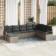 Set di divani con cuscino 8 pcs Grigio polyrattan