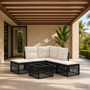 Set Divano da Giardino 6 pz Nero polyrattan 3434227