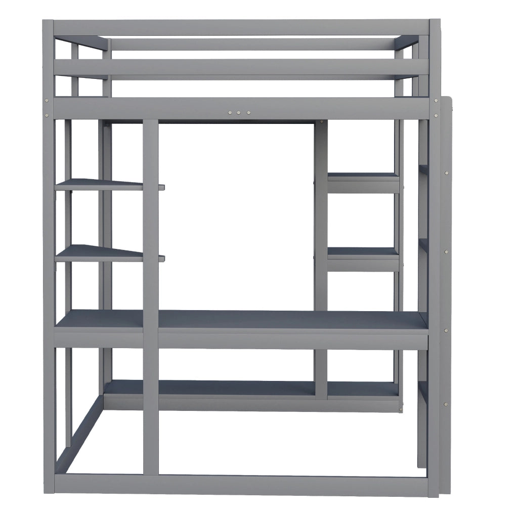 Letto a soppalco multifunzione con scrivania e spazio contenitivo