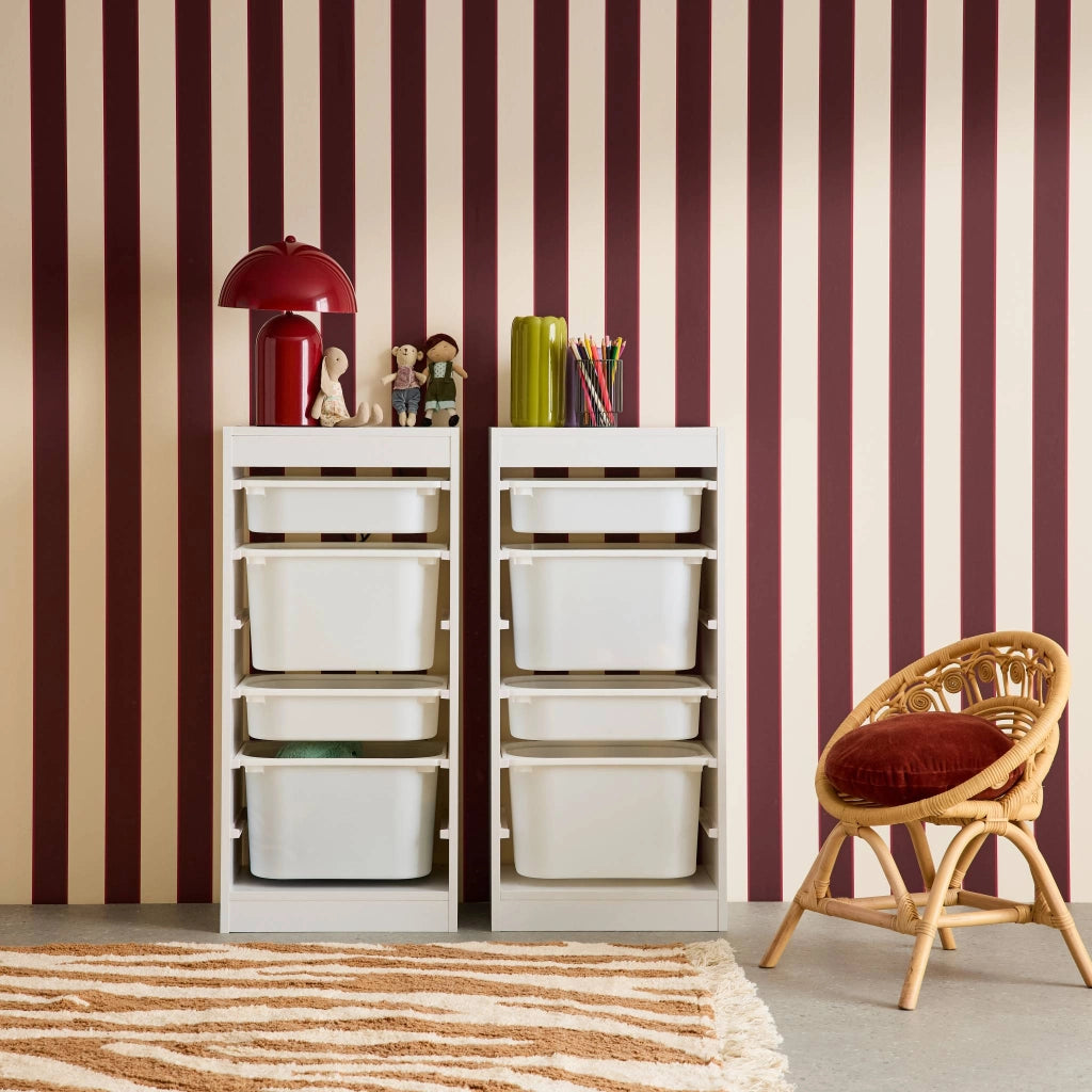 Set di 2 mobili per bambini con 4 contenitori, bianco