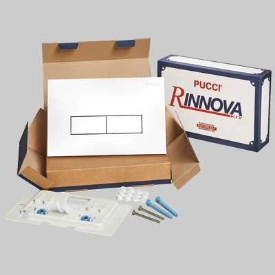 KIT ECO DOPPIO TASTO TELAIO + PLACCA CM.28  Sp.1,0 Bianca     PUCCI