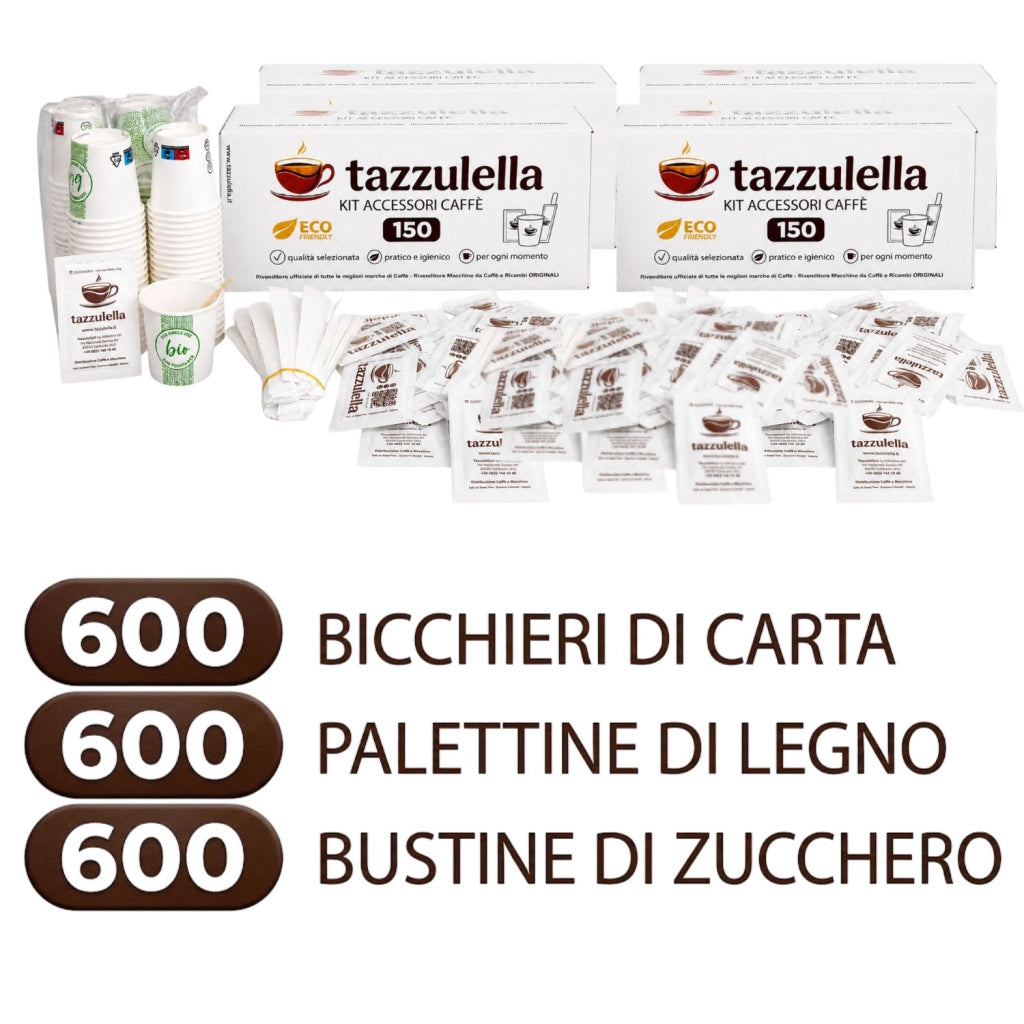 Tazzulella Kit Caffe Bicchieri/Palette/Zucchero 4Cnf/150pz 600pz