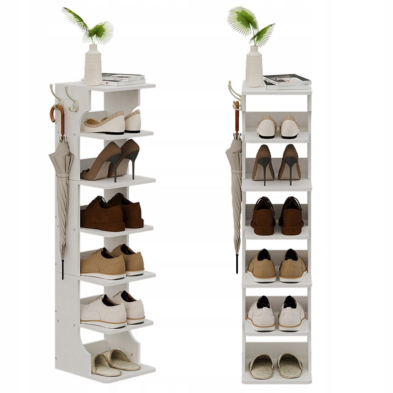 Scarpaia stretta bianca scaffale 6 livelli loft con ganci