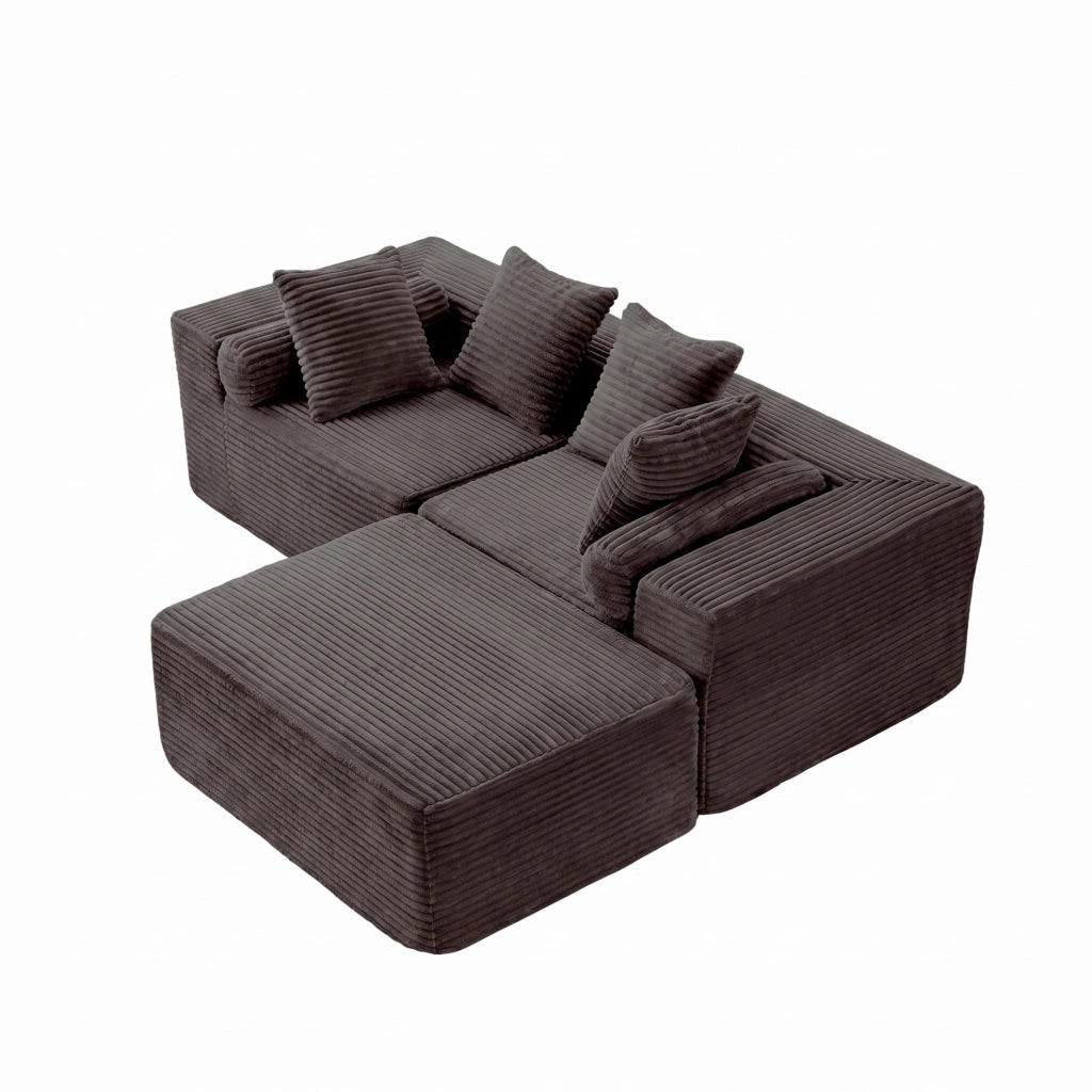 Divano componibile a 3 elementi con chaise longue; nero; schiuma e molle