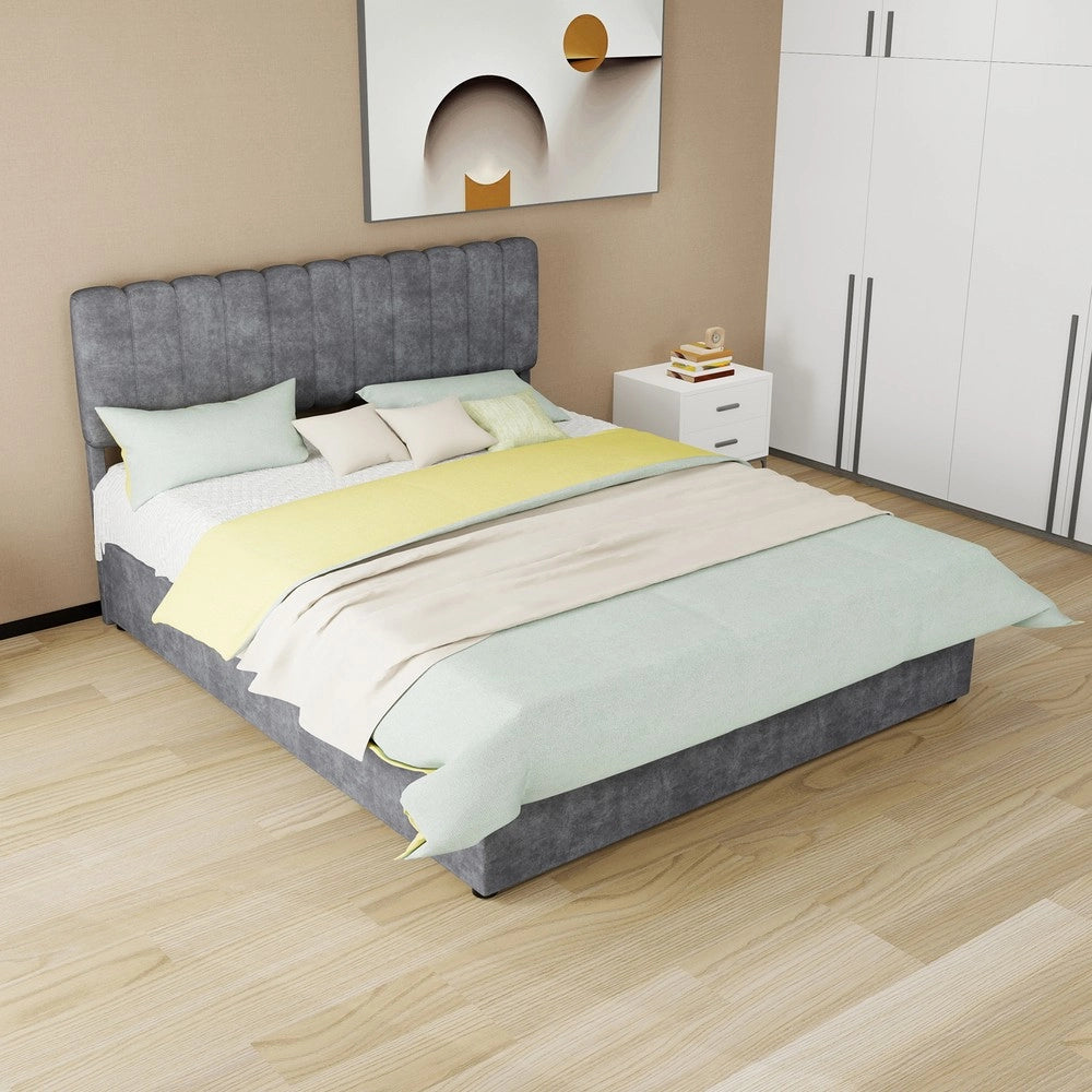 Letto Contenitore Imbottito con Testiera ¨C MINIMAL ¨C Grigio 160x200
