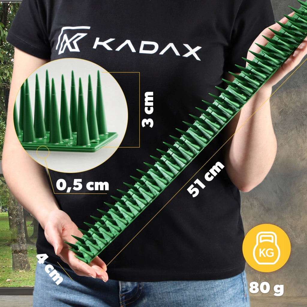 Punte anti-piccioni KADAX, 51 cm, in plastica densa e resistente, 24 pezzi