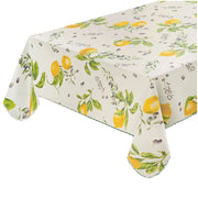 Tovaglia Cucina Antimacchia Bordata Cotone Plastificato Lavabile Design Rustico Limoni - 135x230 Cm