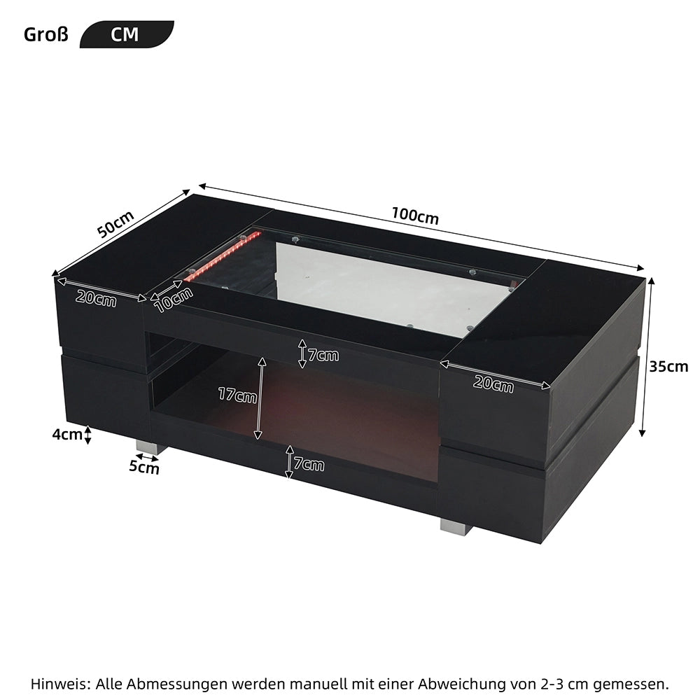 Tavolino-Xylo-Nero LED Bluetooth design cavo