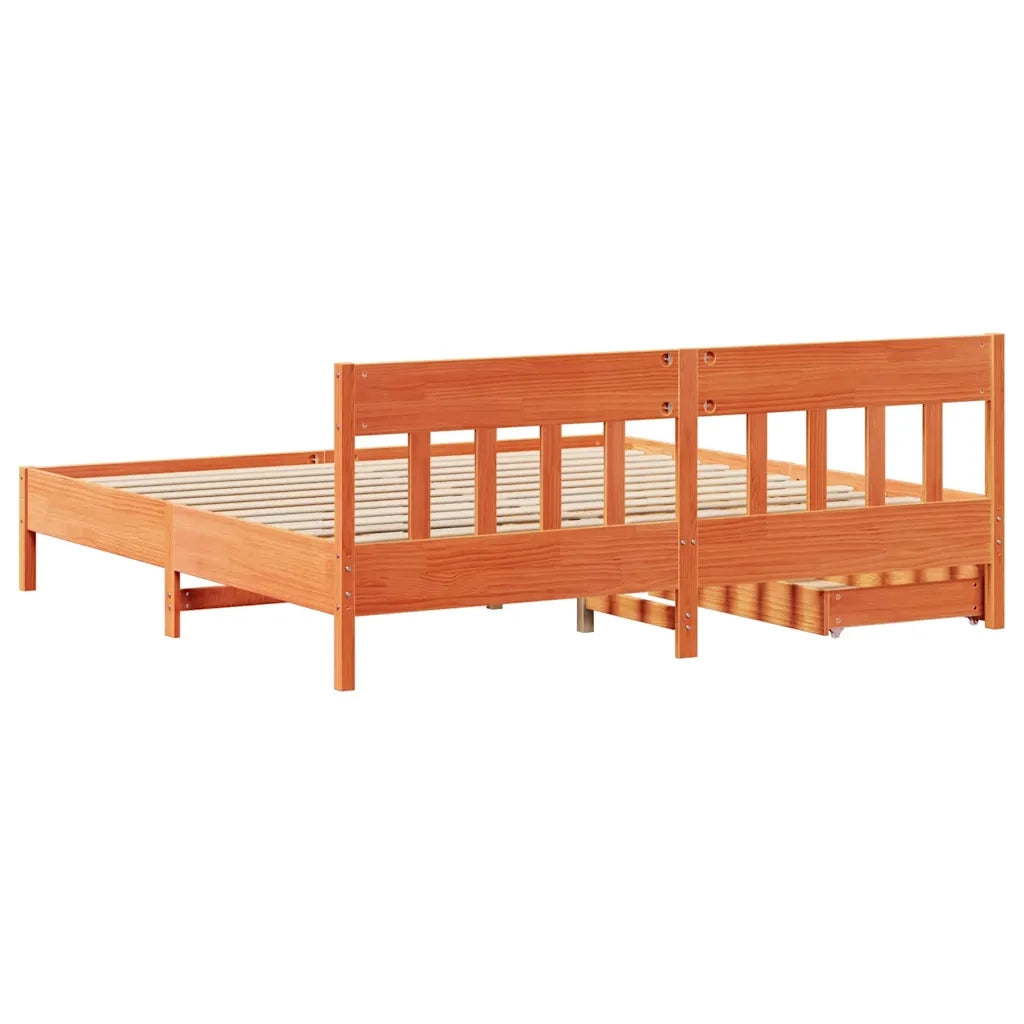 Letto senza Materasso-Struttura Letto Marrone Cera 200x200 cm in Legno di Pino 166231