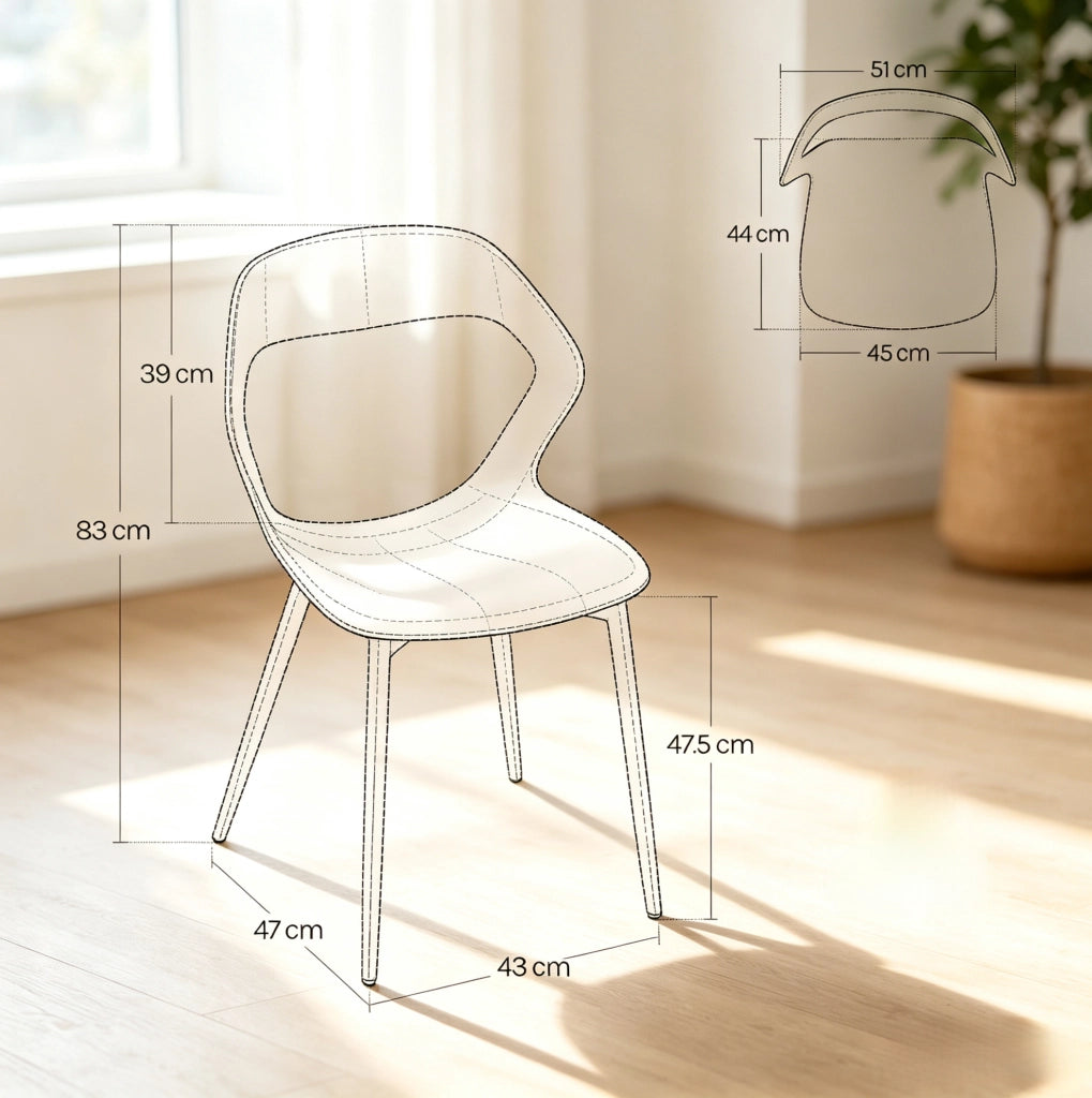 Set di 4 sedie da pranzo 51x44x83 cm in PP grigio con gambe in metallo