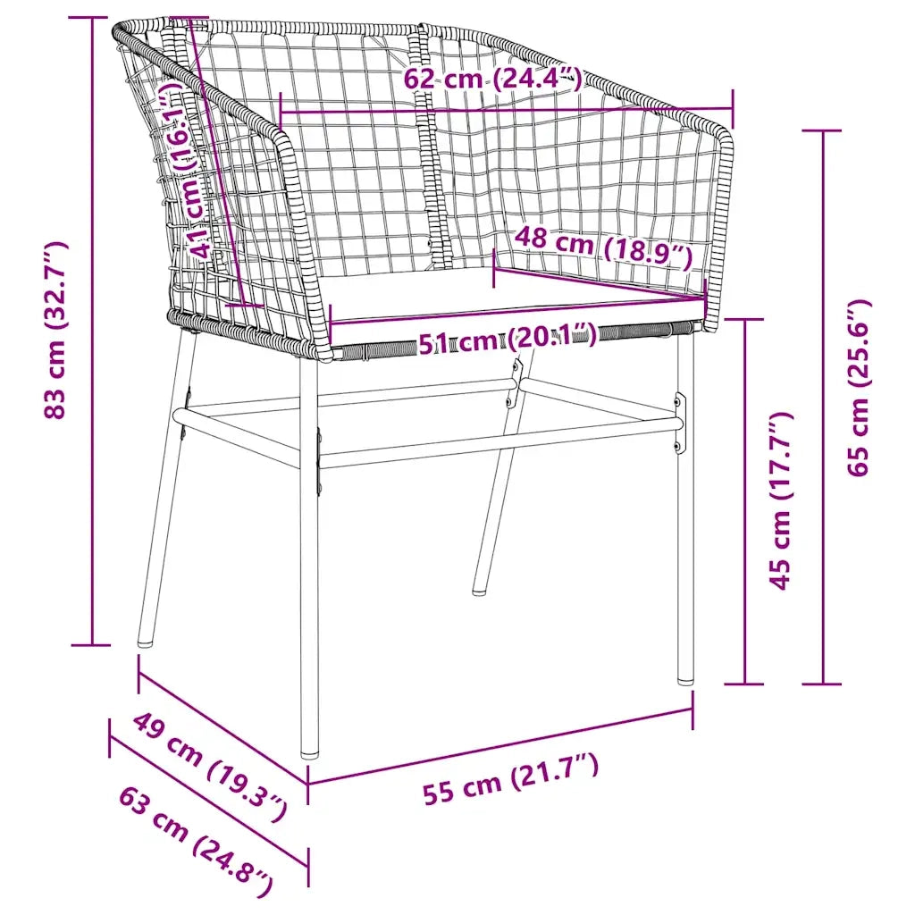 Set da Pranzo per Giardino 7 pcs Nero polyrattan 3380909