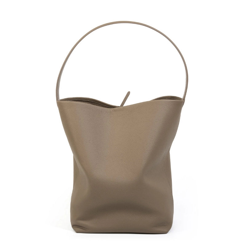 Borsa a tracolla da donna in vera pelle, borsa a mano da donna grigia
