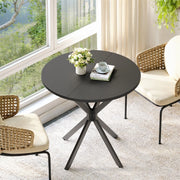Tavolo Rotondo con Gambe a X ¨C MINIMAL ¨C Nero, 80 cm