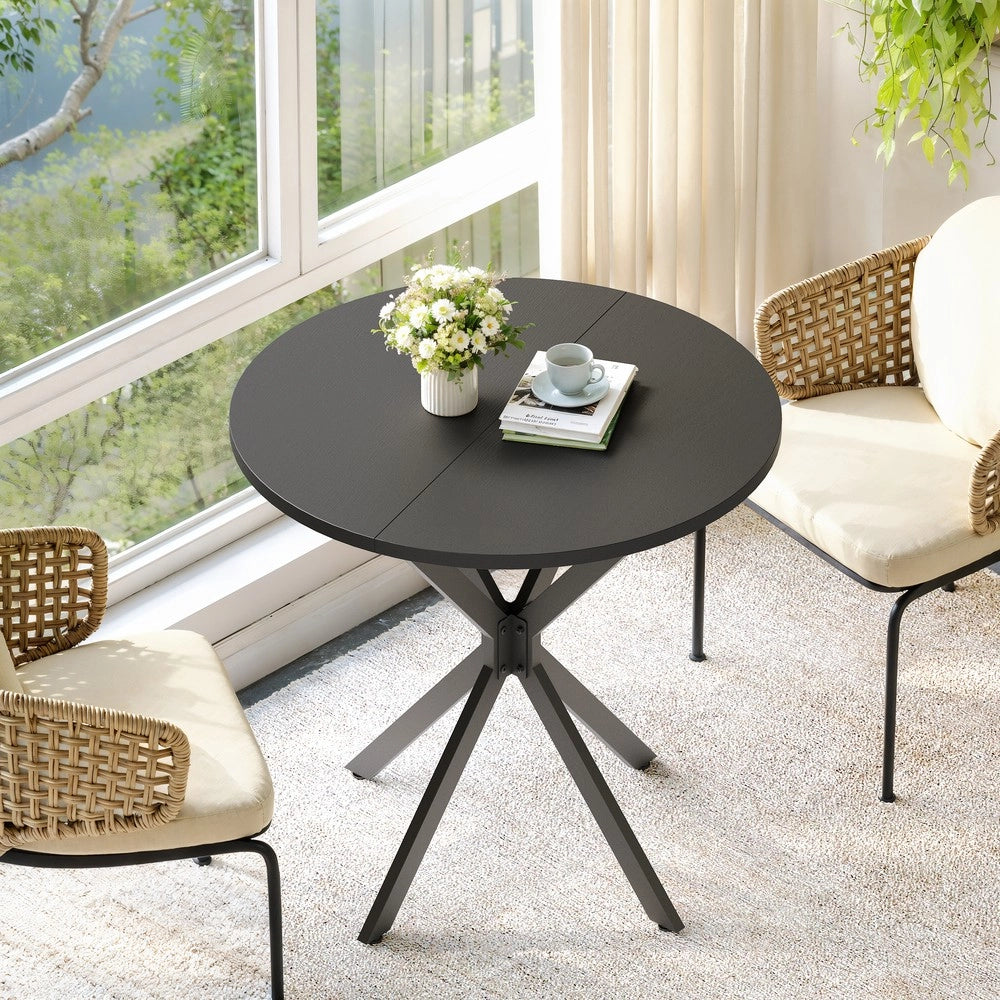 Tavolo Rotondo con Gambe a X ¨C MINIMAL ¨C Nero, 80 cm
