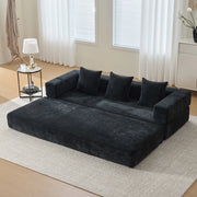 Divano modulare componibile in chenille nero 198x79x60 cm