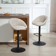 Set di 2 sgabelli da bar regolabili e girevoli con schienale e braccioli, beige