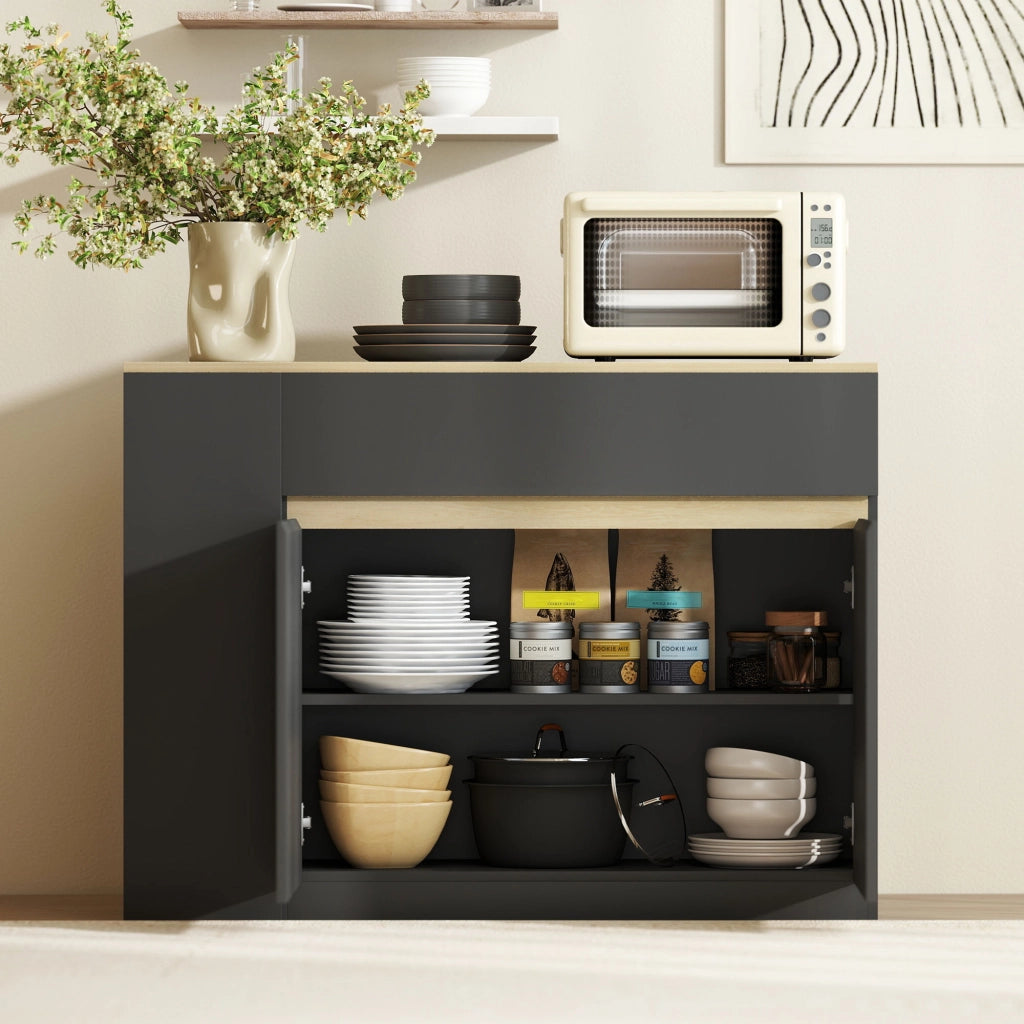 Credenza con cassetti e ante ¨C zephmum ¨C 110x29.5x82 cm nero