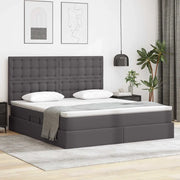 Letto con Contenitore Grigio 160 x 200 cm Pelle Sintetica 3371675