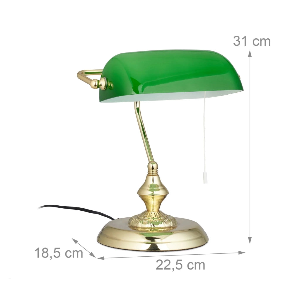 Lampada da scrivania vintage design anni 30 30 x 15 x 15 cm atmosfera gradevole base rotonda in metallo verde 13_0003861