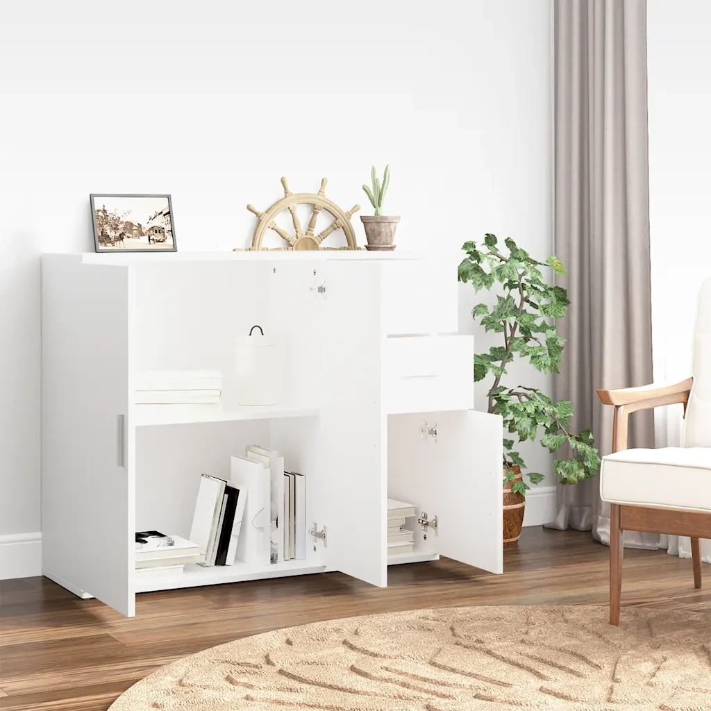 Credenza | Madia | Buffet da pranzo | Armadio da pranzo Bianca 91x29,5x75 cm in Legno Multistrato