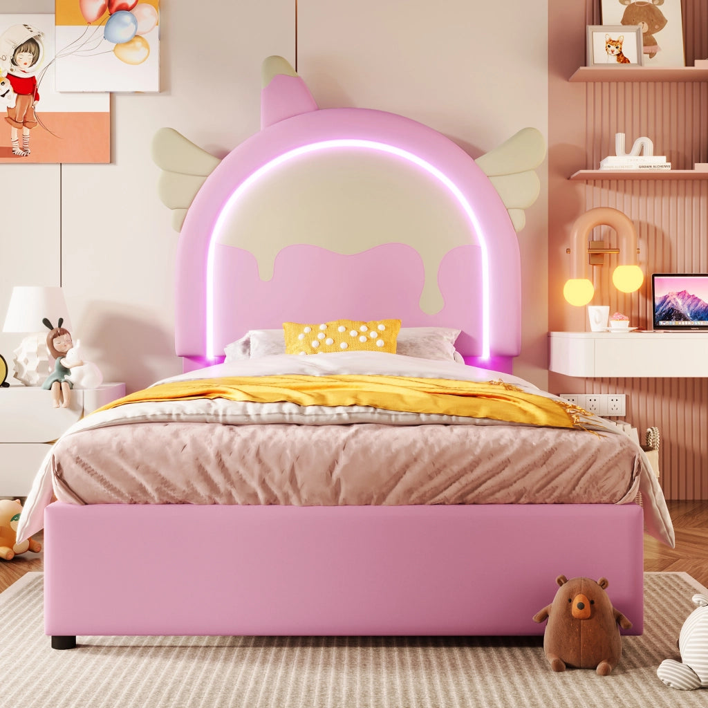 letto imbottito pu rosa 90 x 200 cm
