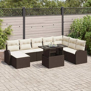 Set Divano da Giardino con cuscino 9 pcs Marrone e crema