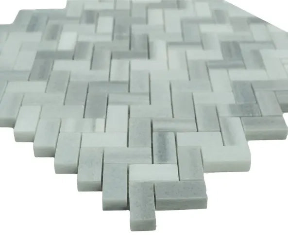 Mosaico in Marmo Bianco Marmara Lucido - Chevron 3,2X1,5X1CM