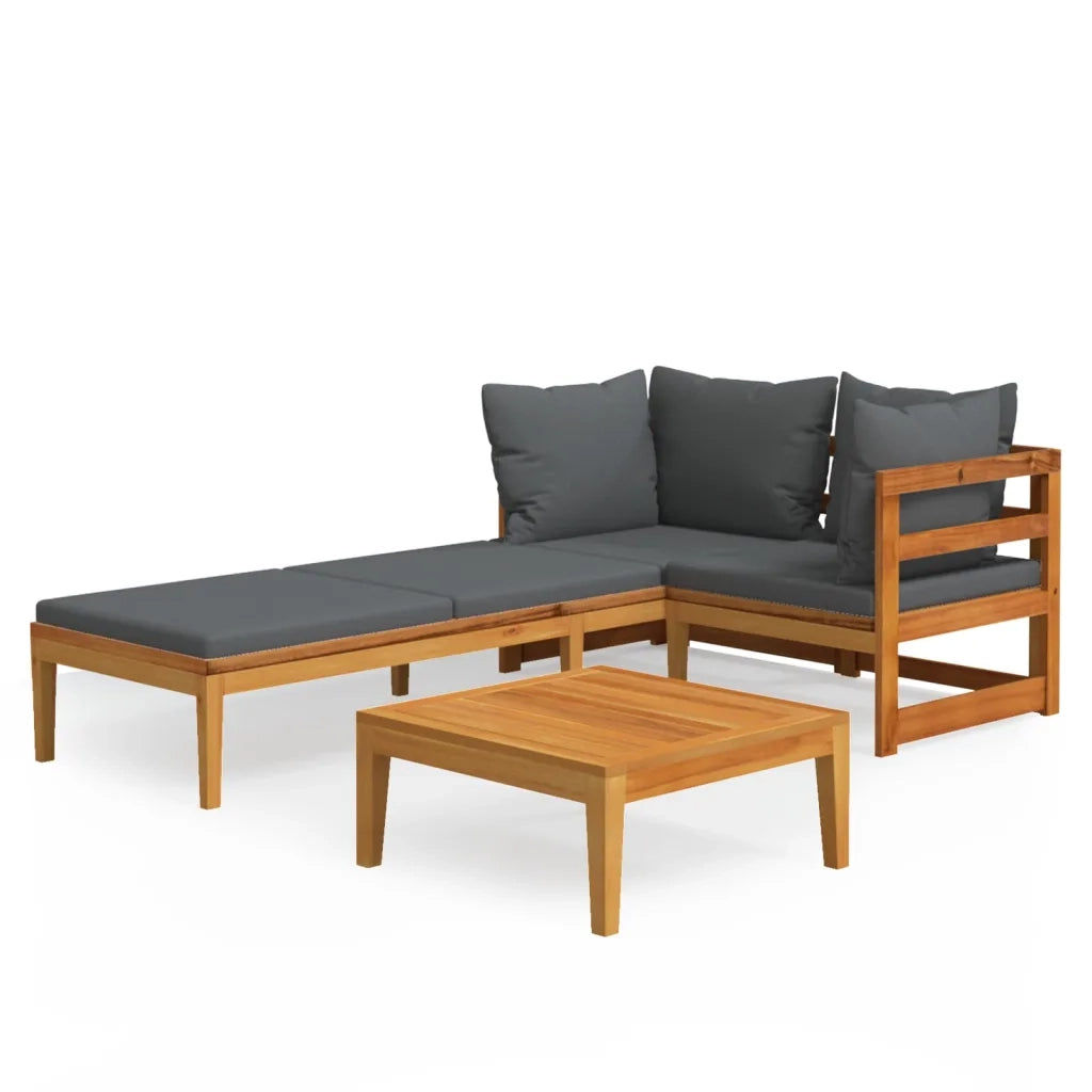 Set Divani Giardino 3 pz | Set Salotto da Giardino con Cuscini Grigio Scuro Legno Acacia