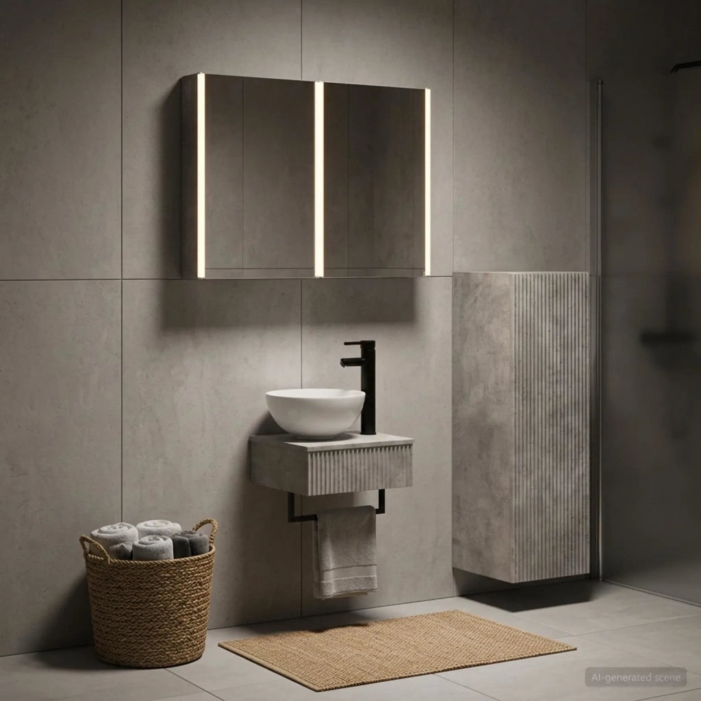 Set di Armadi da Bagno 4 pz Grigio Cemento Legno ingegnerizzato 3407378
