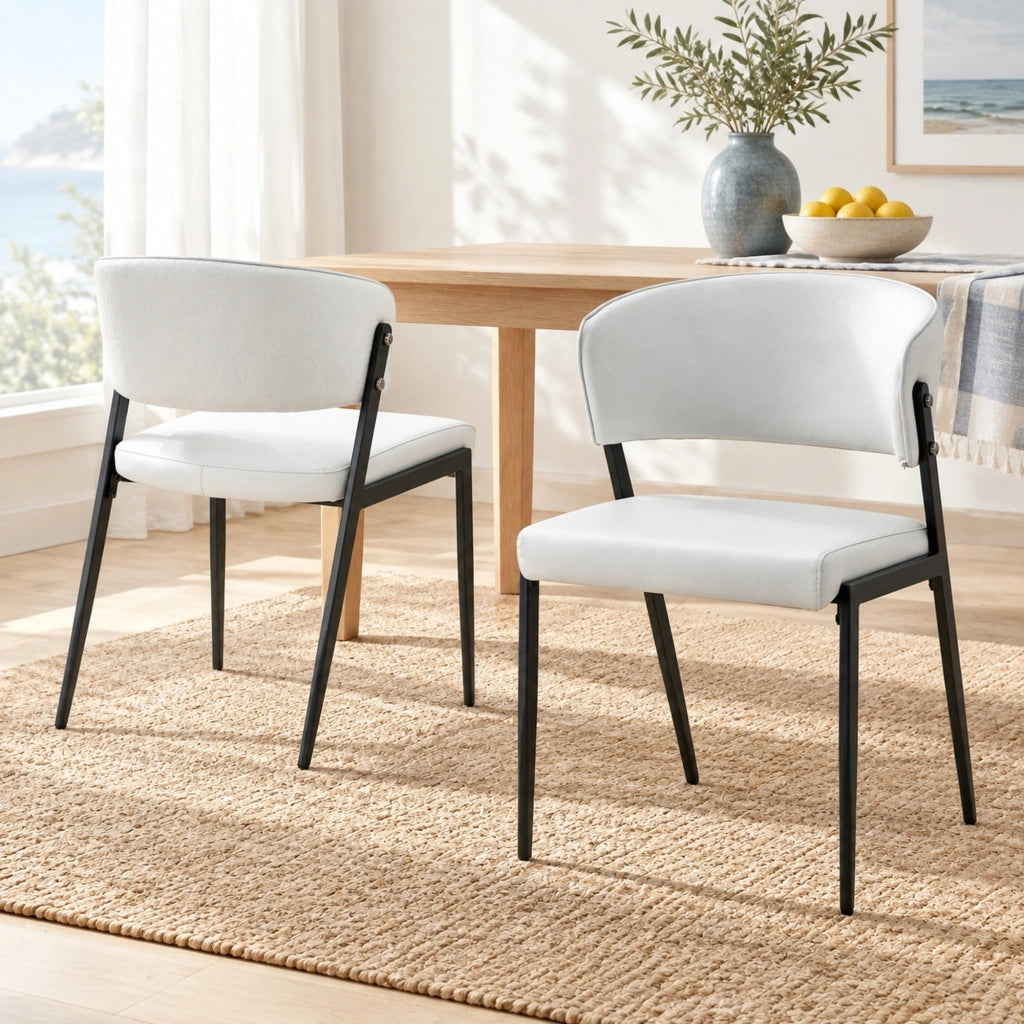 Set 2 sedie da pranzo imbottite in PU grigio chiaro con struttura in metallo HOMVRA