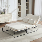 DIVANO LETTO 2 Posti Trasformabile 104x200 cm Chenille Beige