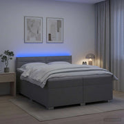 Letto con Box Spring, Materasso e LED Grigio Chiaro Tessuto 3452015