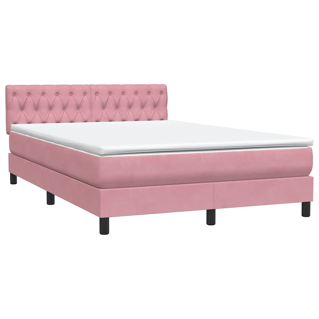 Giroletto a Molle con Materasso Rosa 160x210 cm in Velluto 3316508
