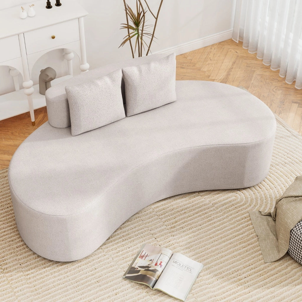Divano curva divano imbottito curvo con 2 cuscini accoglienti schienale basso,Divano a pavimento moderno per soggiorno Grigio-Divani da terra