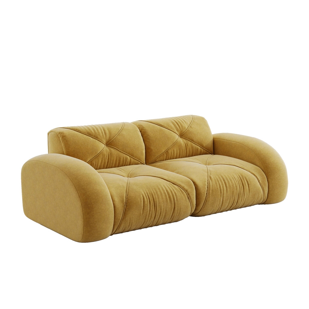 Divano modulare 2 sedili 204x95x76 cm; divano senza struttura rigida con schiuma 32D ad alta densità; ciniglia; giallo