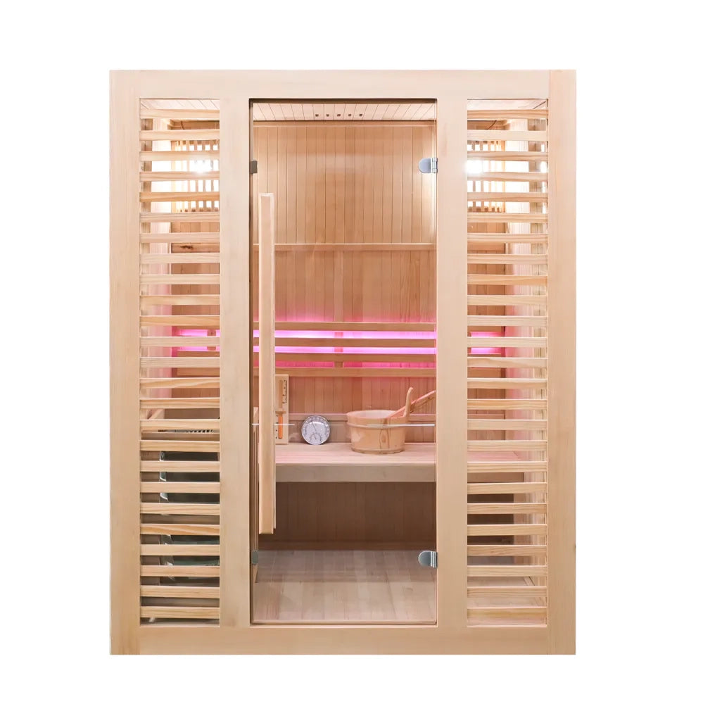 Sauna finlandese da interno 150x120cm h190cm in legno hemlock | Abisko