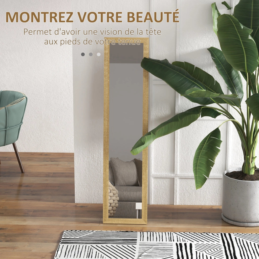 Specchio da Terra Rettangolare ¨C Xylo ¨C Cornice in Legno Marrone Chiaro 37x155 cm