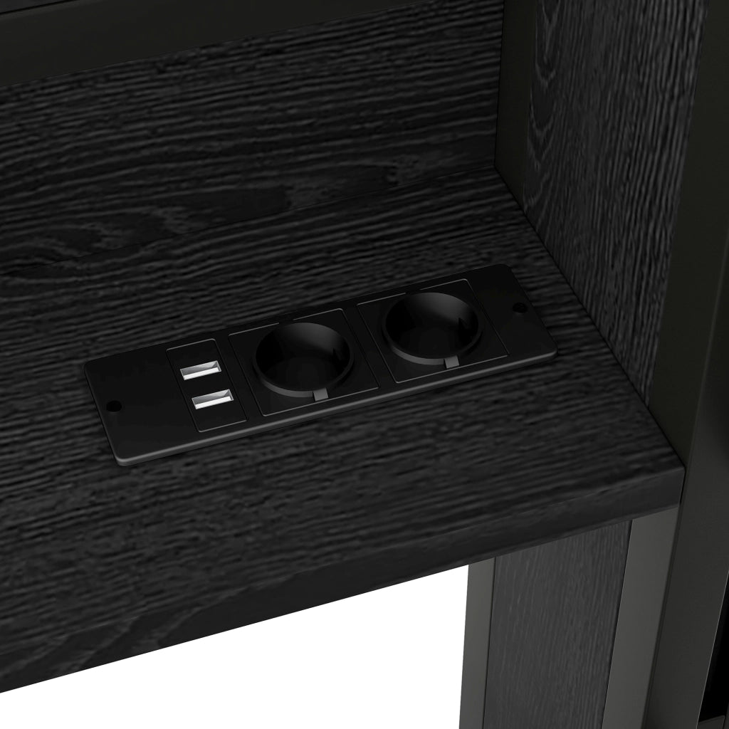 Letto divano singolo 90 × 200 cm con letto estraibile, 5 armadietti, LED regolabile e USB, senza materasso, nero